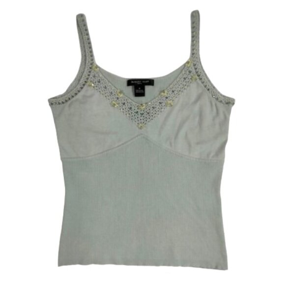 august silk Tops - August Silk Silk Blend Knit Beaded Cami Top M Fairy Boho Y2K Whimsigoth Beachy